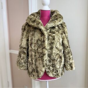 Dollhouse Womens Cream Swing Coat 3/4 Sleeve Faux Fur Mobwife Old Money Size S